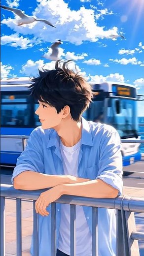 🌊 Lost in Summer Dreams | Anime Boy by the Ocean ✨ | Cinematic AI Animation 4K