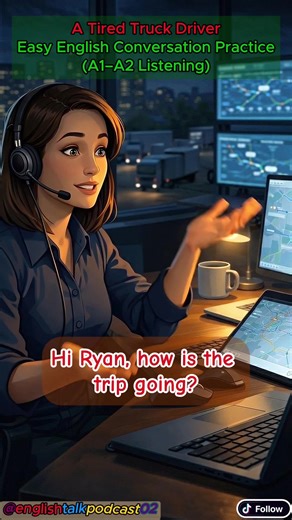 A Tired Truck Driver | Easy English Conversation Practice (A1–A2 Listening)#LearnEnglish #EnglishSpeakingPractice #usa #englishtalkpodcast02 #DailyEnglish #unitedstates #usa🇺🇸 #truck #EnglishConversation