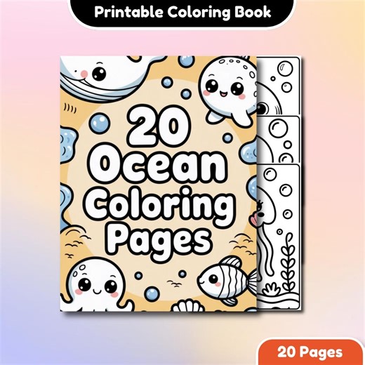 20 Ocean Coloring Pages for Kids | Printable PDF Coloring Book | Easy Toddler Activity - Etsy