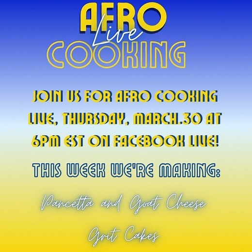 Join us this Thursday for AFRO Cooking Live! We’re making Pancetta and Goat Cheese Grit Cakes! We’re adding a little Mediterranean flare to this Southern classic to make a dish that is sure to melt in your mouth and satisfy your tastebuds! Tune in at 6pM EST on Facebook Live! | Afro-American Newspapers