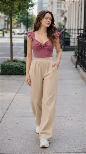 ✨Casual Look 💖 Pink Top + Beige Pants | Summer Outfit Ideas ✨#fyp #foryou #viral #trending #fashion