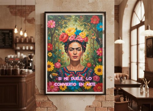 Frida Kahlo Art Print, Frida Inspired Wall Art, Colorful Floral Portrait, Feminine Power Quote Art, Printable Digital Download - Etsy