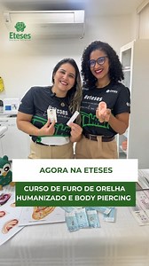 Novidade incrível chegando na ETESES! Agora você pode se profissionalizar com o Curso de Furo de Orelha Humanizado e Body Piercing Com técnicas seguras, material de qualidade e muito conteúdo prático. Inscrições abertas para turma de setembro/2025 Informações 27992728520 Dá o play e vem descobrir como se destacar nessa área promissora! #Eteses #CursoProfissionalizante #BodyPiercing #FuroDeOrelha #Estética #TécnicaComHumanização #EstudeDoSeuJeito | Eteses