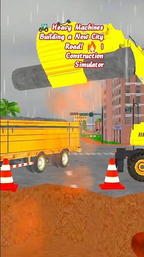 🚜 Heavy Machines Building a New City Road! 🔥 | Construction Simulator #shorts #youtubeshorts #games