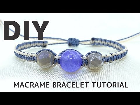 How to Make a Basic Square Knot 2 Color Bracelet with Beads | DIY Macrame Bracelet Tutorial