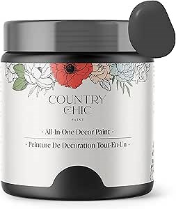 Country Chic All-in-One Chalk Paint for Furniture, Cabinets, Home Decor, Eco-Friendly, Matte Finish, Built-In Primer & Top Coat for Wood, Metal - Liquorice (Black) - Pint 16 oz (475 ml)