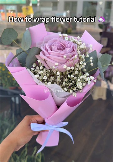 How to wrap flower 🦄 Wrapping tutorial of flowers 🌹 Tutorial of wrapping flower #purple #roses #tutoriel #wrapping #fyp