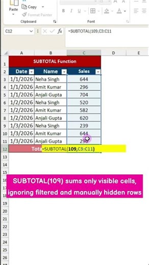 Subtotal(109) = Smart Sum