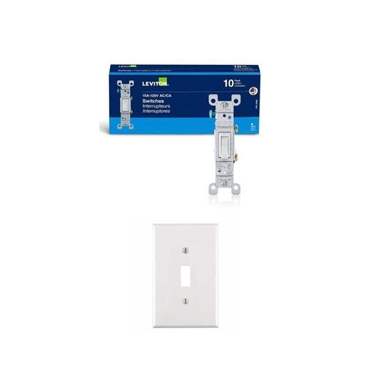 Leviton 1-Gang White Toggle Wall Plate and 15 Amp Single-Pole Switch Combo (10-Pack) - The Home Depot