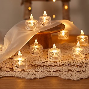 6 Packs Flameless Candle Tea Lights Candles Battery Operated Small Crystal LED Candle
