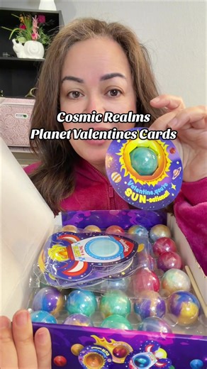 This 30 piece Cosmic Realm Valentines Day cards include a planet made out of slime that you put through the card. So fun and unique! Perfect for classroom on Valentines Day. #tiktokshopholidayhaul #valentinesday #classroomvalentines