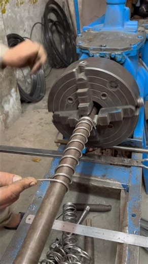 Old School Spring Making on Vintage Lathe Machine | Simple Steel Wire Pressure Spring #shortsvideo