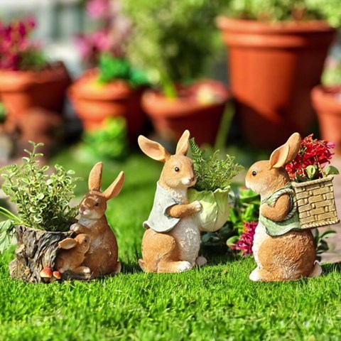 Resin Rabbit Planter Statue – Whimsical Garden Bunny Decor - Etsy