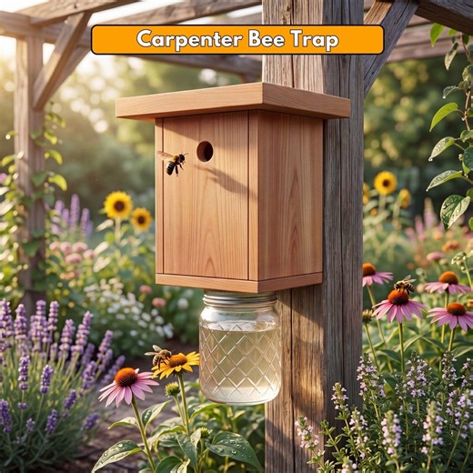 DIY Carpenter Bee Trap Plans PDF | Flat Roof Wood Bee | Mason Jar Insect Trap | Wooden Bumble Bee Trap for Outside - Etsy