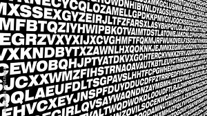 Alphabet letters on black background chaotic and unpredictable typographic composition encrypting stylish and abstract text visual communication of creative chaos