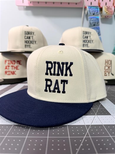 Custom Embroidery Rink Rat Flat Bill Hat, Funny Hockey Hat, Flat Bill Snapback Structured Hat, Hockey Sibling Hat, Gift for Hockey Players - Etsy