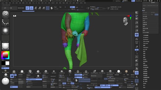 ZBrush基础- 分组合组，合并子工具，按组拆分模型