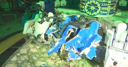 Terrifying moment amusement park ride collapses in India, killing two