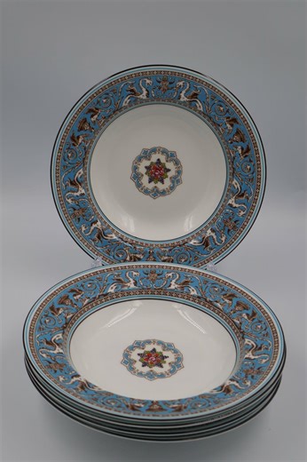 Wedgwood Florentine Turquoise Soup Plates | 20 Cm | Fine Bone China | Made in England | Luxury Vintage Tableware - Etsy