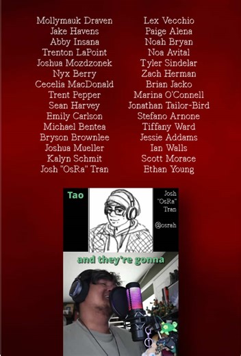 We are finally cast! Here is the official cast of The Arrow Rock Conspiracy: A DnD Musical! Sunny Toussaint: Abigail Insana @Chort Beckany Pearson: Tiffany Ward Tiffany Bricklan: Kalyn Schmit @kalynjene Thaddeus Omar Gimm IV: Trenton LaPoint @TP01NT Jason Cuttner: Brian Jacko @Brian Jacko Victor Galant: Zach Herman @zachythesnacky Christopher Devon Drake: Zavier Davis @TheComptonKing ★ Dex Mallard: Josh Mozdonek @Josh Tao Augiree: Josh Tran @osrah_ Maverick Keely: Ethan Young GK Keely: Cecelia M