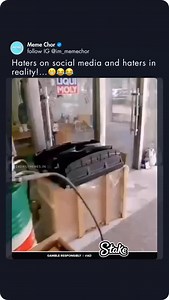 Haters on social media vs haters on reality...😂 . . . . . Follow us @im_memechor for more funny memes like this! ( Video Credit 🎥: @ ) NOTE: If you see your work or someone else’s work published in our page without giving credit, let us know about that and we will give proper credit. ♥️ We gather our posts and videos from many other sources, so sometimes it’s hard to trace the original creators. DM for credit or removal (No copyright intended.) All rights and credit reserved to the respective 