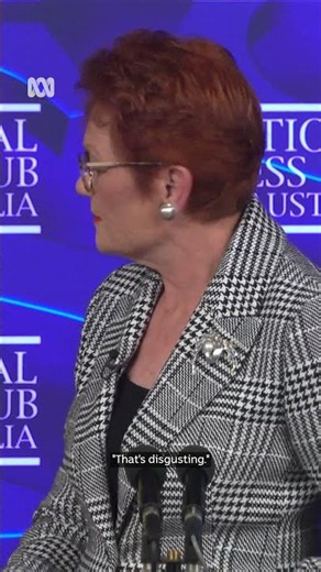 Protest banner interrupts Hanson press club address | ABC NEWS