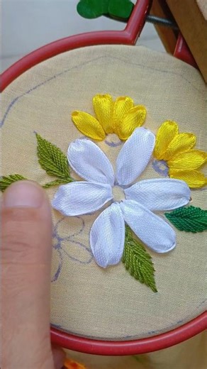 Ribbon work #ribbon #embroidery #handbroidery #viral #shorts