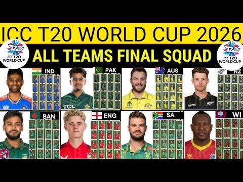 icc t20 world cup 2026 all team squad all team 15 member squad 2026