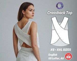 Crossback Crop Top Sewing Pattern, Beginner Friendly (PDF Pattern) - Etsy