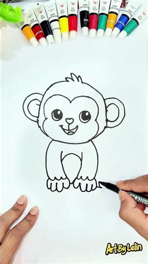 Cute Monkey Drawing🐵 | Art by Lelin #drawing #art #easydrawing