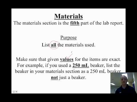 Video 1.5 - How To Write A Lab Report - Materials