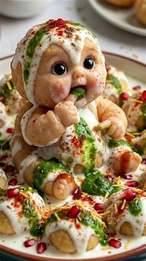 Cute Dahi Vada Baby Food Art 😍🥣 | Creative & Adorable Snack Design