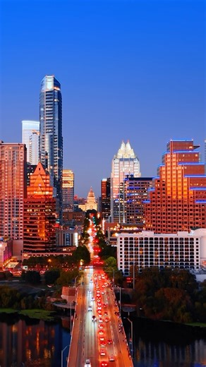 Silicon Hills Sunset: Flying Over Austin Skyscrapers 🌇 #Shorts #Austin #Texas #CitySkyline #Sunset