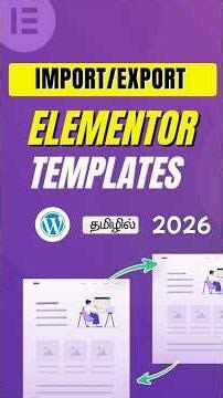 Elementor Template Import & Export 🔥| In Seconds (Tamil)