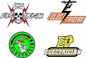 4 pcs Set Electrician Hard Hat Stickers and Decals - Electrician Sticker for Hardhat, Helmet