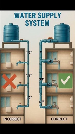 Basic Knowledge for Civil Engineering | Water Supply Plumbing System | #Shorts #Plumbing