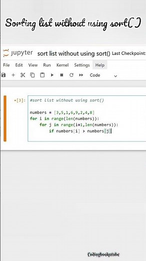 Sorting list without using sort() | #python #shorts