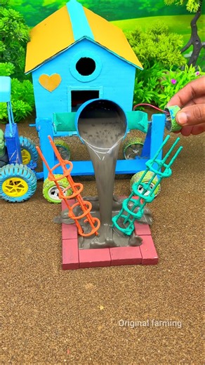 😱 Amazing Mini Tractor Making Cement Pillar | DIY Real Working Construction Machine 🚜 #shorts