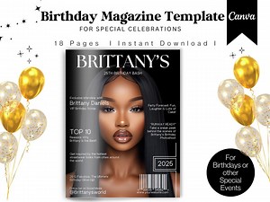 Editable Birthday Magazine Template: Personalized Party Keepsake (canva Template) - Etsy