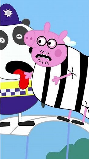 Peppa Pig Daddy Pig Gets Stuck Trying to Fit in the Police Car 🚓🐷 | Funny Cartoon Moment
