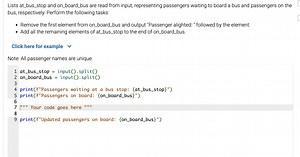 Lists at_bus_stop and on_board_bus are read from input, represe... | Filo