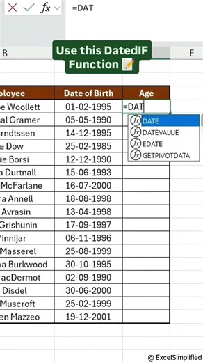 DATEDIF Function in Excel Explained | Calculate Date Difference Fast #excel #exceltips