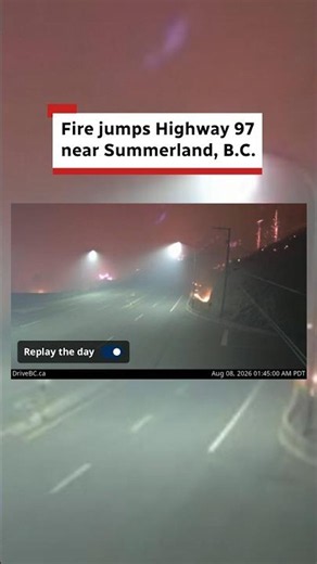 Video captures Bald Range wildfire leaping across Highway 97 in B.C.
