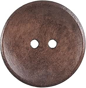 MTCELL 50 Pcs Classic Wooden Buttons, 1-Inch (25mm) Diameter - Brown,Convex,2 Holes,for Sewing Projects