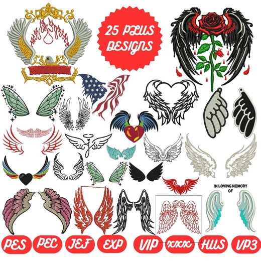 Angel Wings Machine Embroidery Design: Fantasy Applique (PES File) - Etsy Canada