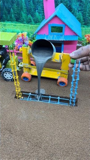 Real Working DIY Mini Tractor Cement Pillar Making Machine 🚜 | Mini Construction Footing Process