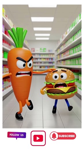 Carrot vs Burger Showdown 🥕🍔 |Supermarket Animation Short
