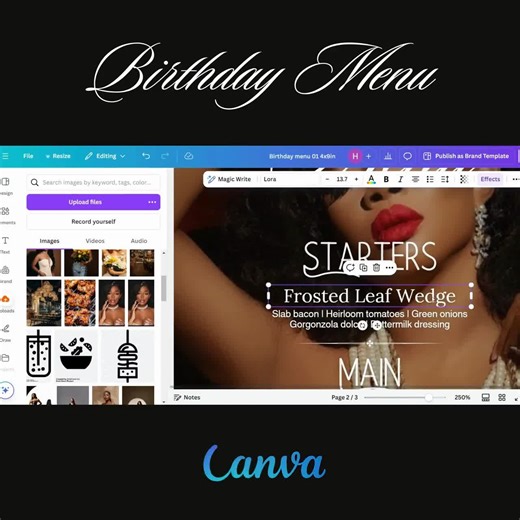 Editable Birthday Picture Menu, Full Picture Menu and Drink Card, Event Menu Template, Birthday Dinner Table Menu, Canva Template - Etsy