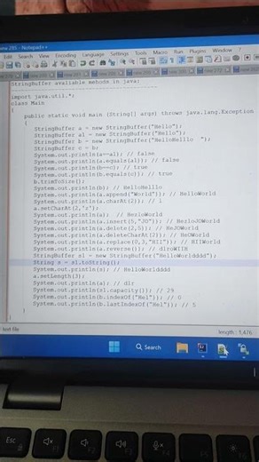 StringBuffer methods in Java #java #interview #preparation #recall #topics #developer #freshers