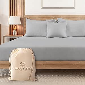 Good Sleep Bedding Fitted Sheet Twin XL - 1 Pc, 100% Egyptian Cotton Fitted Extra Long Twin Sheets for Dorm, 1000 TC 16" Deep Pocket Twin XL Fitted Sheet, Luxury Soft Fitted Bed Sheets - Light Grey